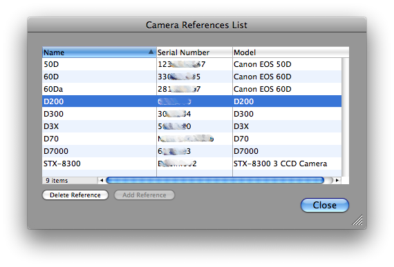 Camera References Dialog