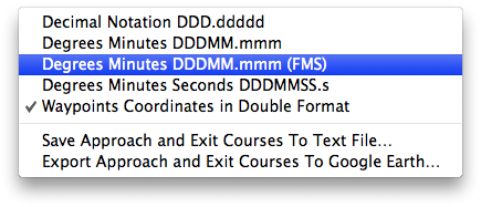 E-Flight Approach Exit Course Tab Contextual Menu