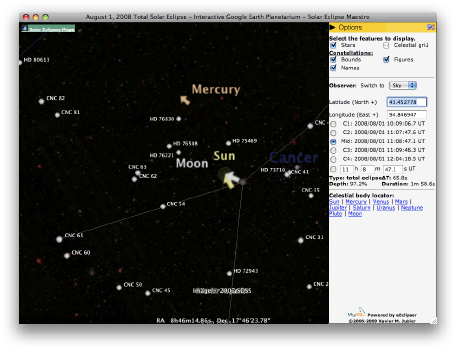 Eclipse Sky Google Earth Planetarium Window