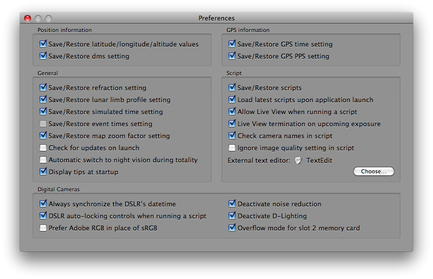 Preferences Dialog