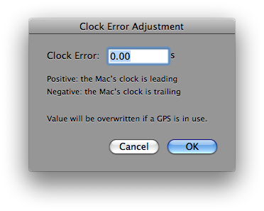 Clock Error Adjustment Dialog