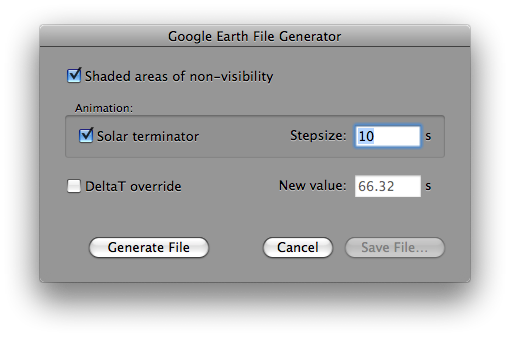 Google Earth File Generator Dialog