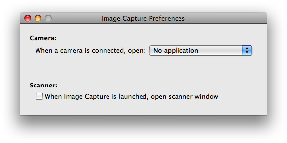 Image Capture Preference Dialog