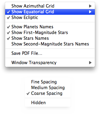 Transit Sky Chart Contextual Menu