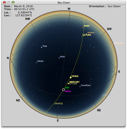 Halmahera Indonesia Sky Simulation Total Solar Eclipse 2016