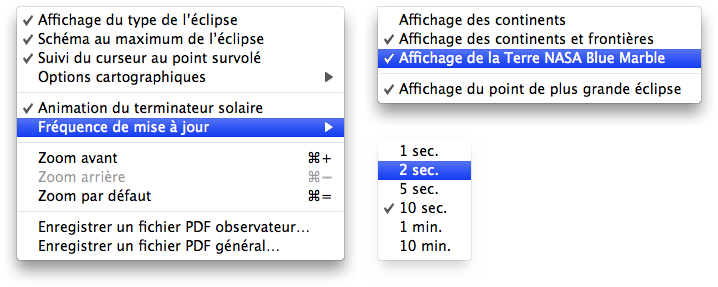 Menu Contextuel Carte Eclipse