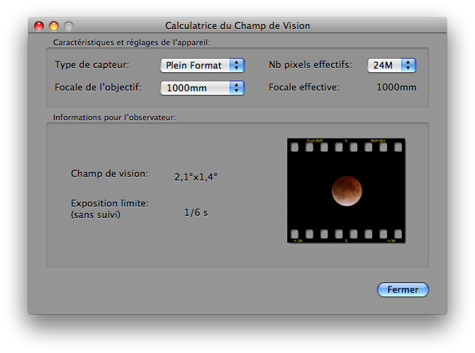 Fenêtre Calculatrice Champ Vision Image Eclipse