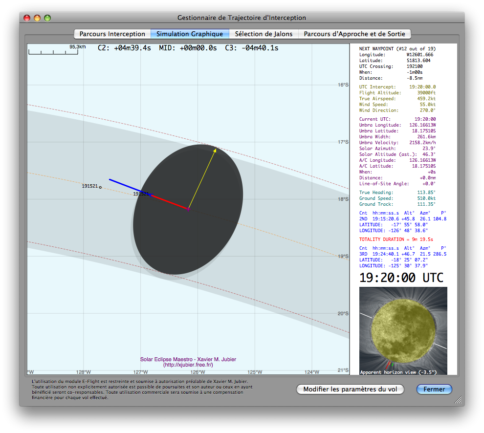 Dialogue E-Flight Gestionnaire Trajectoire Interception Simulation Graphique Vol Eclipse