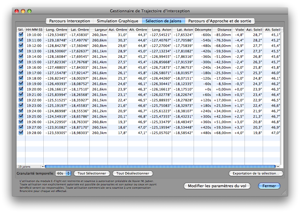 Dialogue E-Flight Gestionnaire Trajectoire Interception Point Cheminement Jalon Vol Eclipse