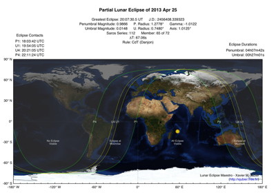 Partial Lunar Eclipse Map 2013