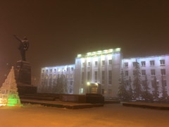 Statue Lénine Nuit Iakoutsk Janvier 2019