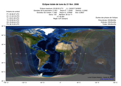 Carte Eclipse Lune 2008