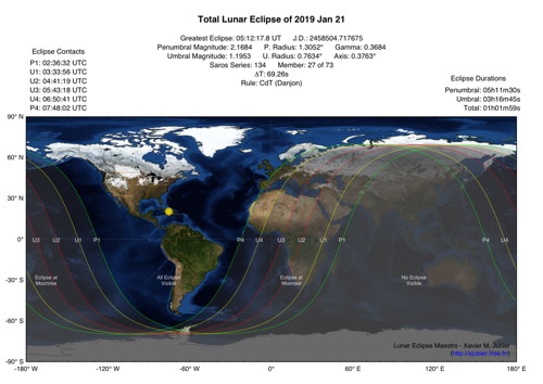 Lunar Eclipse Map 2019