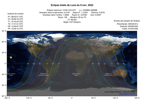 Eclipse Lune Novembre 2022 États-Unis Mexique Australie Chili Argentine Namibie Afrique du Sud