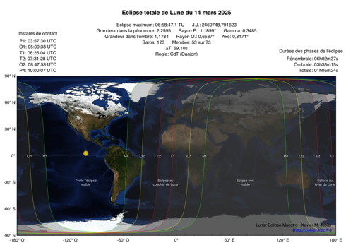 Eclipse Lune Mars 2025 États-Unis Mexique Australie Chili Argentine