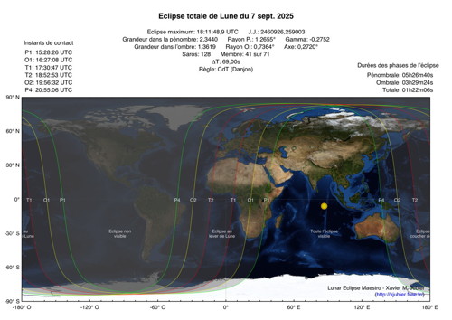 Eclipse Lune Septembre 2025 États-Unis Mexique Australie Chili Argentine