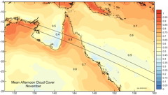 Mean November Afternoon Cloud Cover Percent Australia