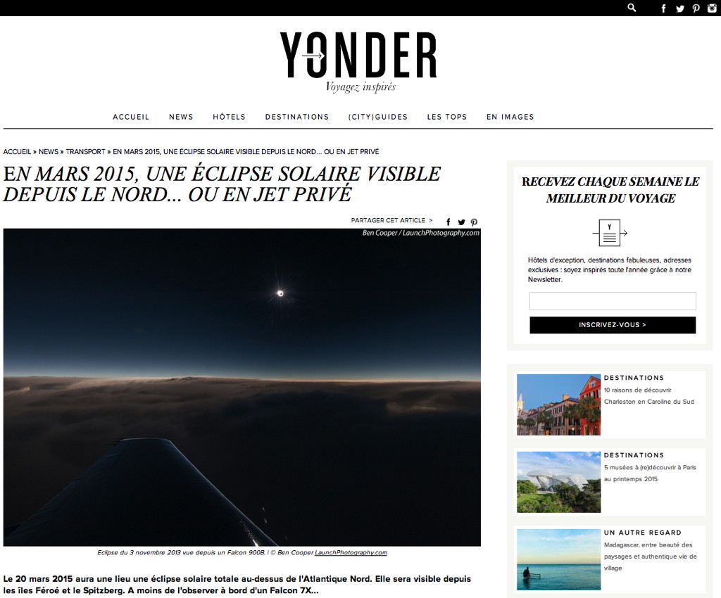 Yonder Eclipse Totale Soleil 2015 Vol Voyage