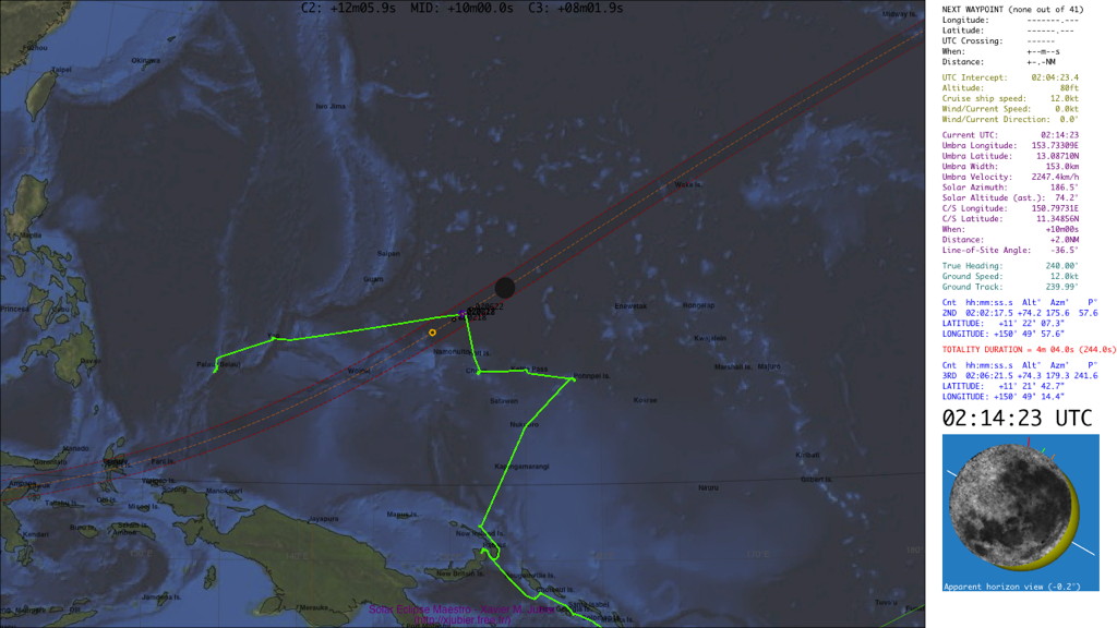 Total Solar Eclipse 2016 MV Silver Discoverer Route GPS Track Data Ray Spears